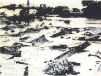 昭和28年水害で泥海と化した久留米市街