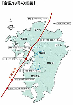 台風18号の経路