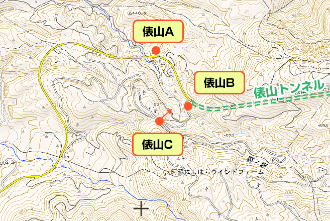 県道28号（俵山トンネルルート）カメラ位置図