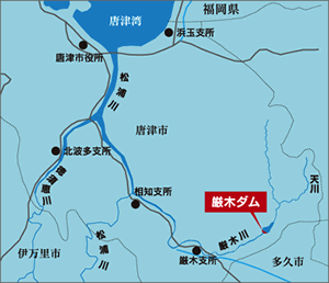 地図（厳木ダムの位置）