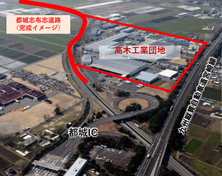 都城IC付近の企業立地状況