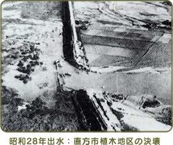 昭和28年出水：直方市植木地区の決壊