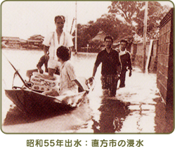 昭和55年出水：直方市の浸水