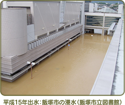 平成15年出水：飯塚市の浸水（飯塚市立図書館）