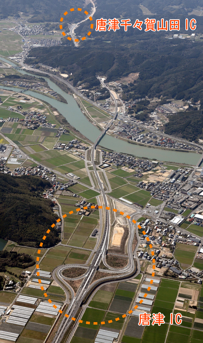 写真１【唐津ICから唐津千々賀山田IC方向】ー平成24年3月撮影ー