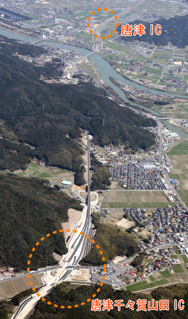 写真２【唐津千々賀山田ICから唐津IC方向】ー平成24年3月撮影ー