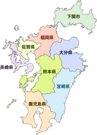 九州地方整備局管内の地図（九州全域）