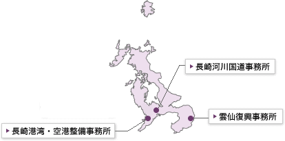 九州地方整備局管内の地図（長崎県）
