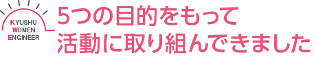 5つの目的をもって活動に取り組んできました