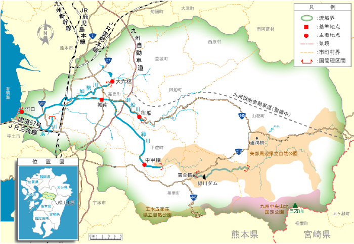 緑川水系流域図