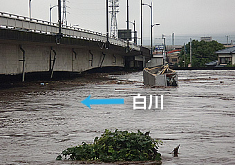 蓮台寺(れんだいじ)橋地点の流下状況