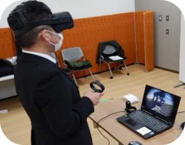 河川堤防点検VRを使用した河川維持管理研修体験
