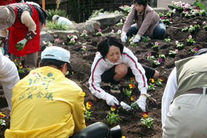 「花植え体験」花植え