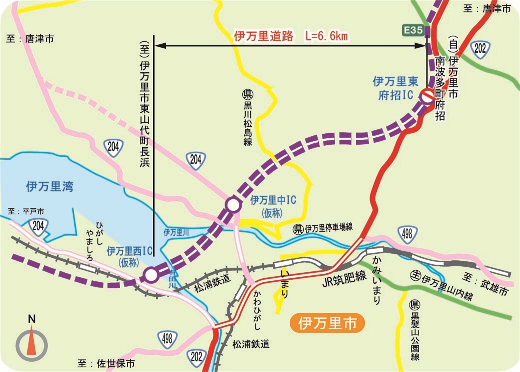 伊万里東～伊万里西道路事業箇所図